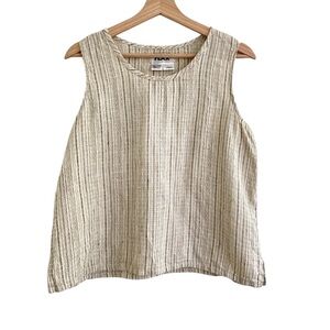 FLAX Linen Top Small Tank Textured Neutral Natural Lagenlook Earth Scandi
